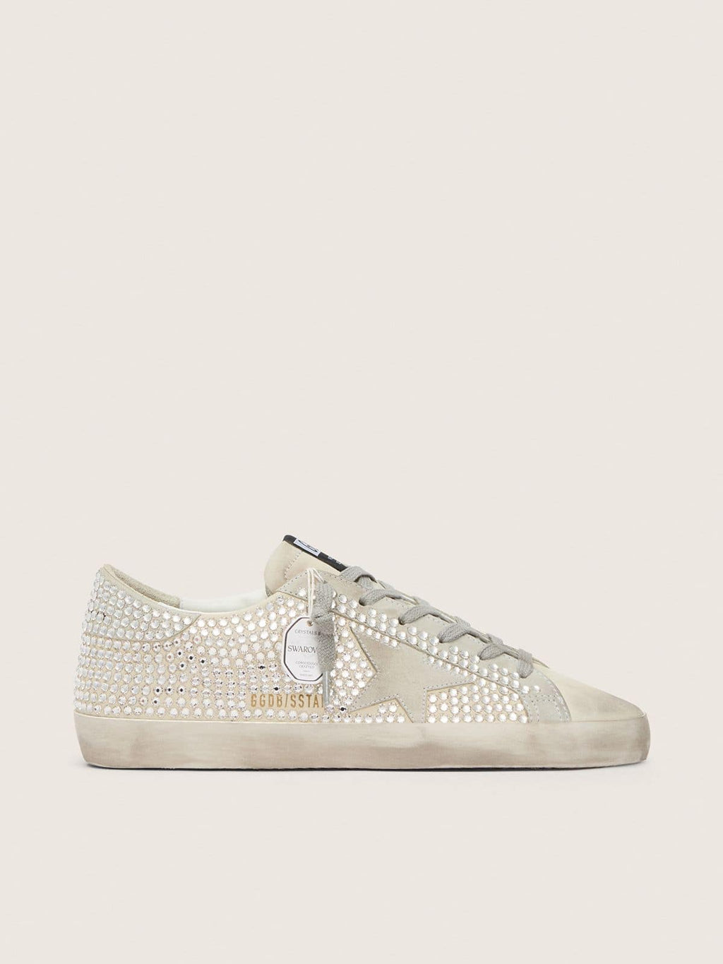 Golden Goose Super-Star in Nabuk con Cristalli Swarovski e Stella in Suede Ghiaccio