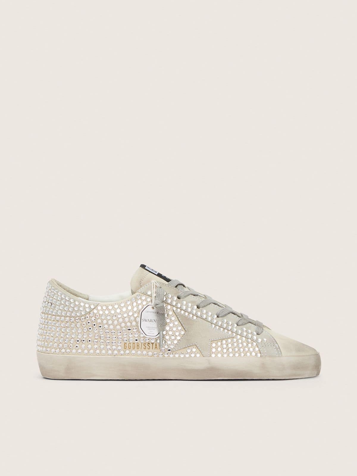 Golden Goose Super-Star in Nabuk con Cristalli Swarovski e Stella in Suede Ghiaccio