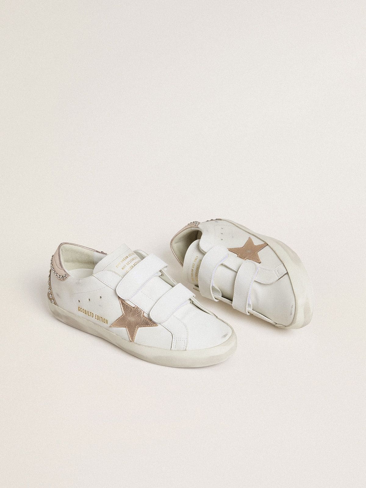 Golden Goose Old School Ltd Donna con Stella e Talloncino in Pelle Laminata Oro Rosa