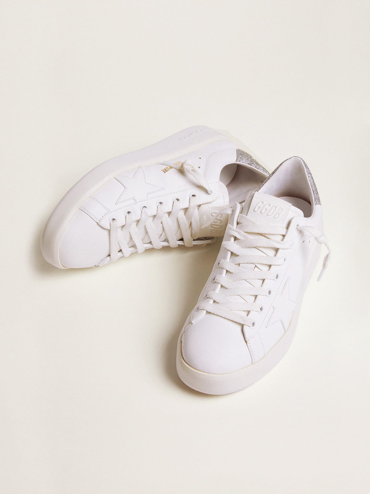 Golden Goose Sneakers Purestar Donna con Talloncino Glitter Argento