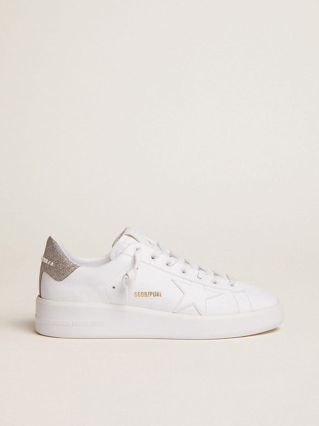 Golden Goose Sneakers Purestar Donna con Talloncino Glitter Argento