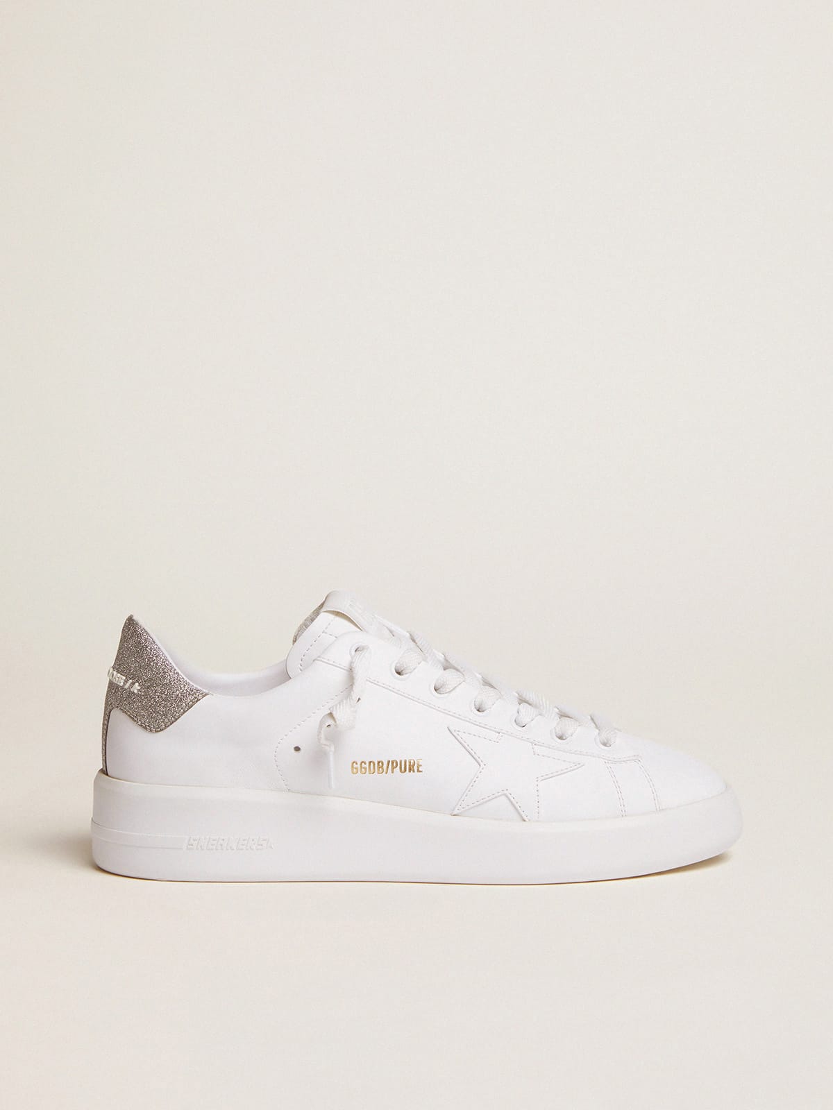 Golden Goose Sneakers Purestar Donna con Talloncino Glitter Argento