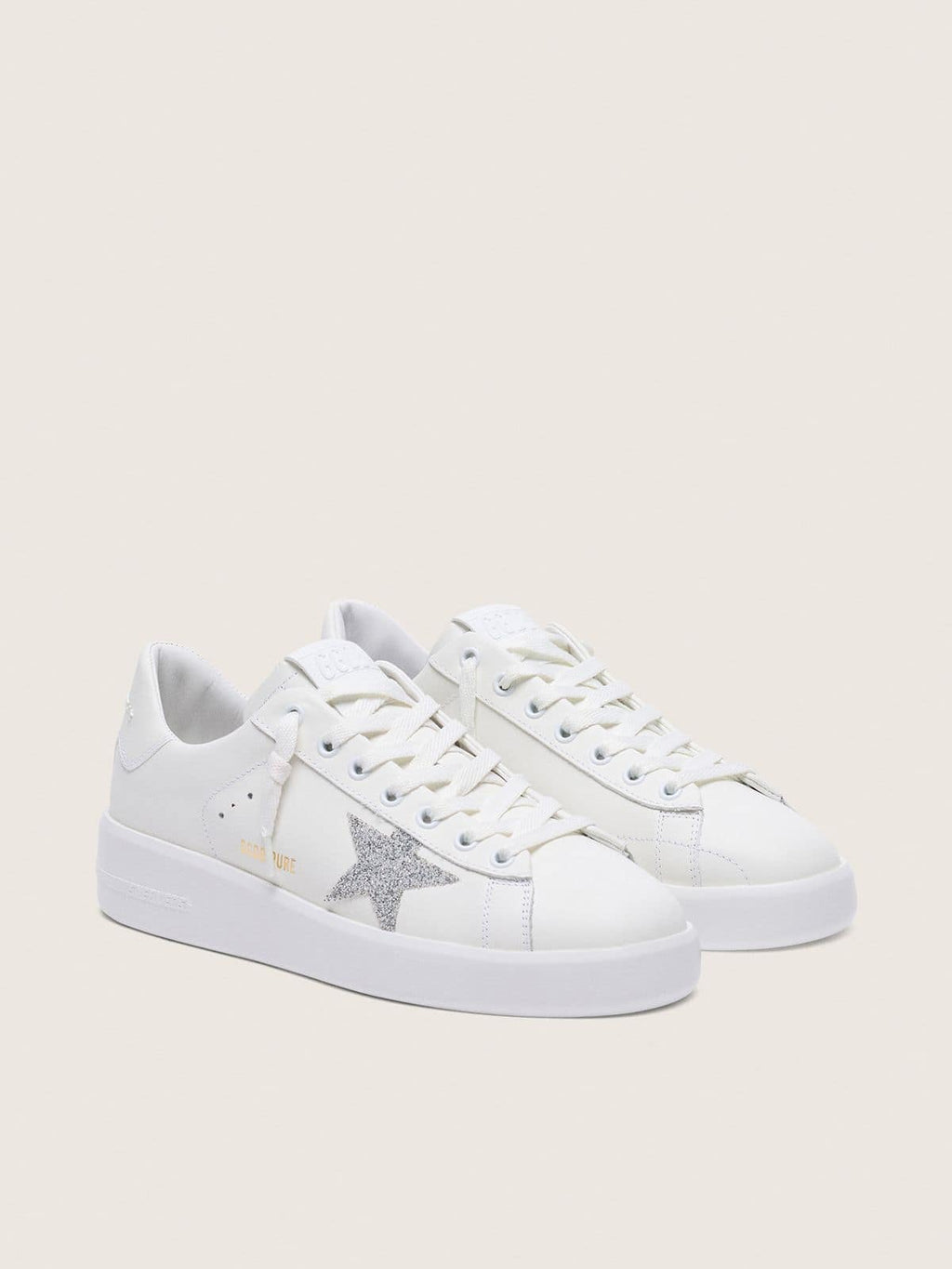 Golden Goose Purestar Donna in Pelle Bianca con Stella in Cristalli Swarovski Argento