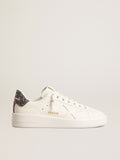 Golden Goose Purestar Donna con Stella in Pelle Bianca e Talloncino in Glitter Antracite