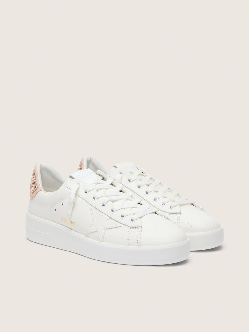 Golden Goose Purestar con Stella in Pelle e Talloncino in Suede con Cristalli Swarovski