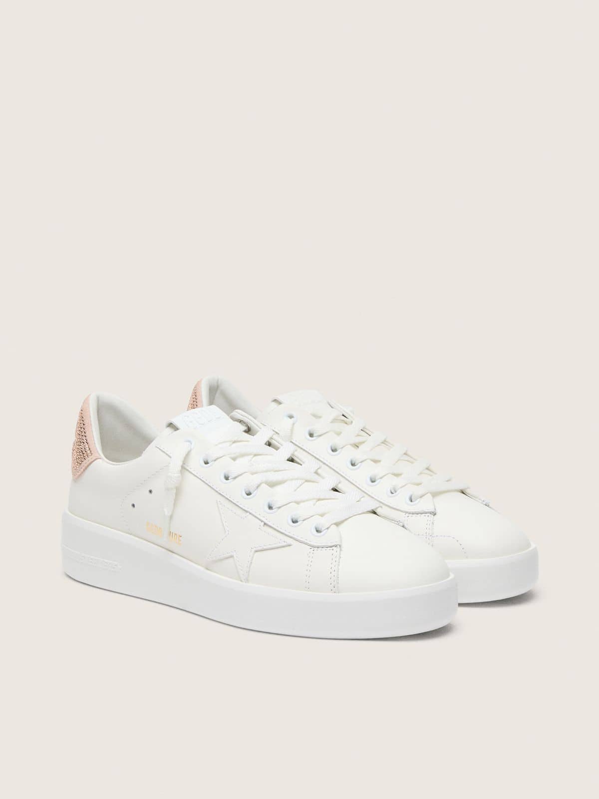 Golden Goose Purestar con Stella in Pelle e Talloncino in Suede con Cristalli Swarovski