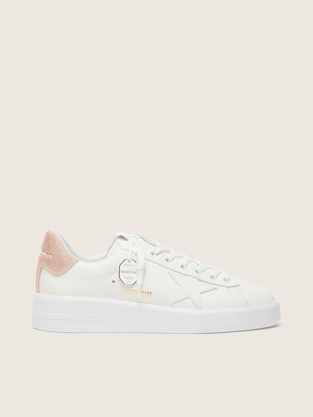Golden Goose Purestar con Stella in Pelle e Talloncino in Suede con Cristalli Swarovski