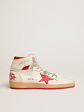 Golden Goose Sky Star Donna in Nappa Bianca con Stella e Talloncino Rosso