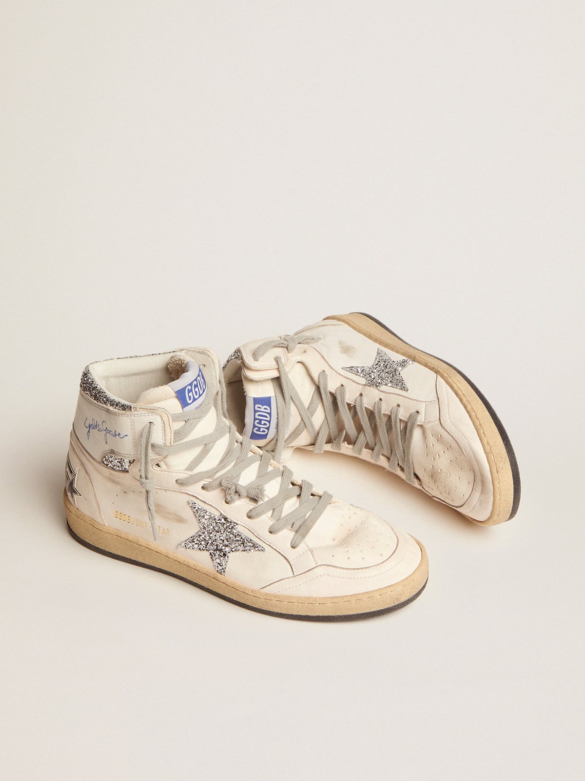 Golden Goose Sky Star Donna con Firma Sulla Caviglia e Inserti Argento