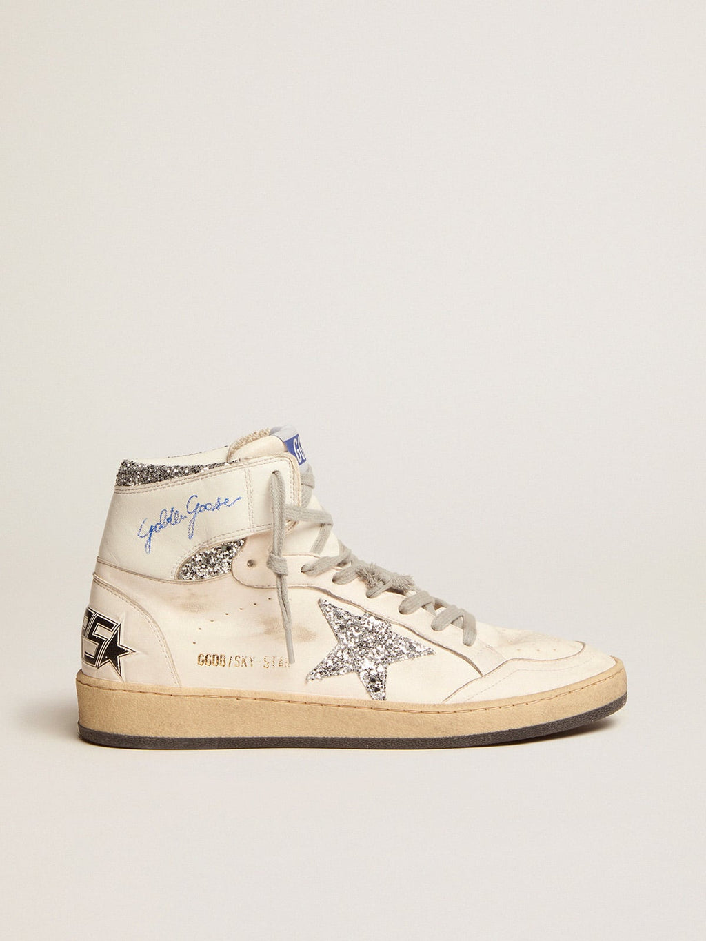 Golden Goose Sky Star Donna con Firma Sulla Caviglia e Inserti Argento