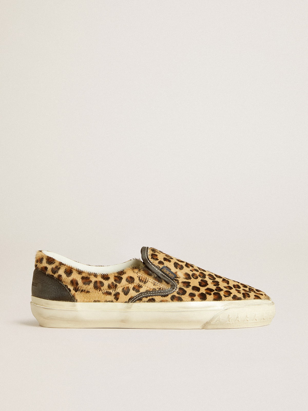 Golden Goose Vce Penstar Donna in Cavallino Leopardato con Talloncino in Pelle Nera