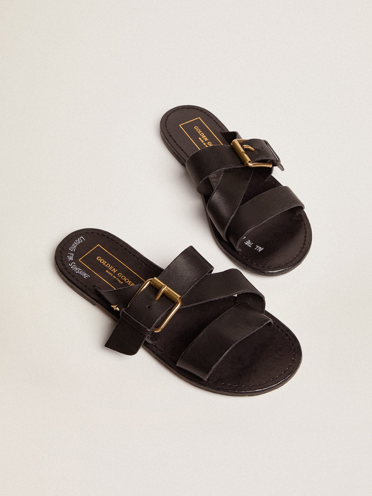 Golden Goose Sandali Bassi Margaret Donna in Pelle Resinata Nera