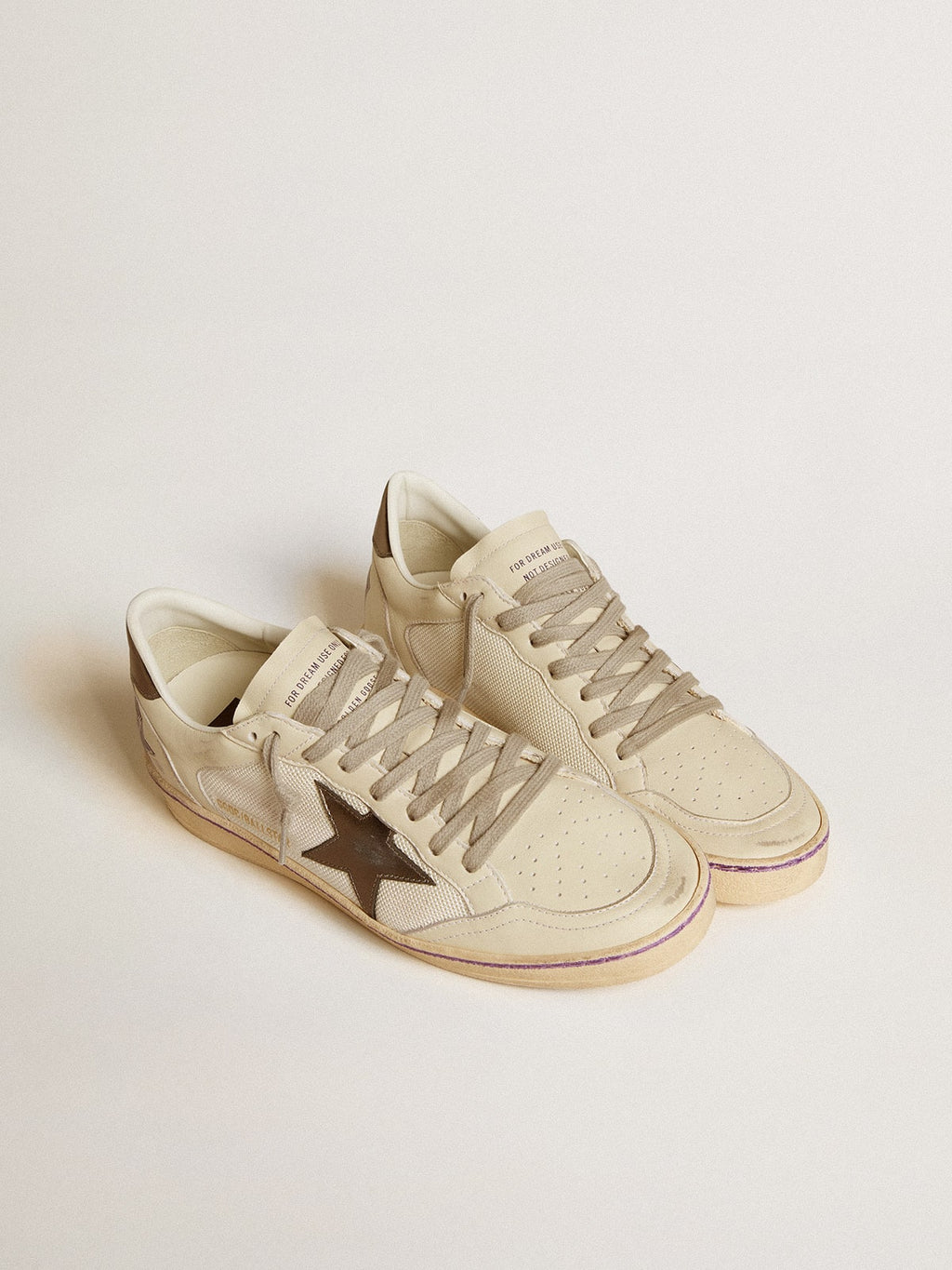 Golden Goose Ball Star in Rete e Pelle con Stella e Talloncino in Pelle Laminata