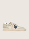 Golden Goose Ball Star Ltd Donna in Suede Grigio con Stella Blu e Inserti in Crochet Color Crema