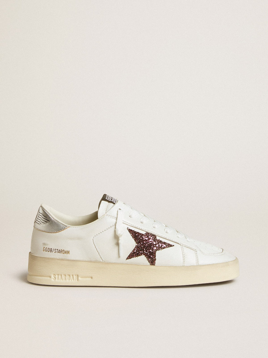 Golden Goose Stardan Donna in Nappa con Stella in Glitter e Talloncino in Pelle Laminata