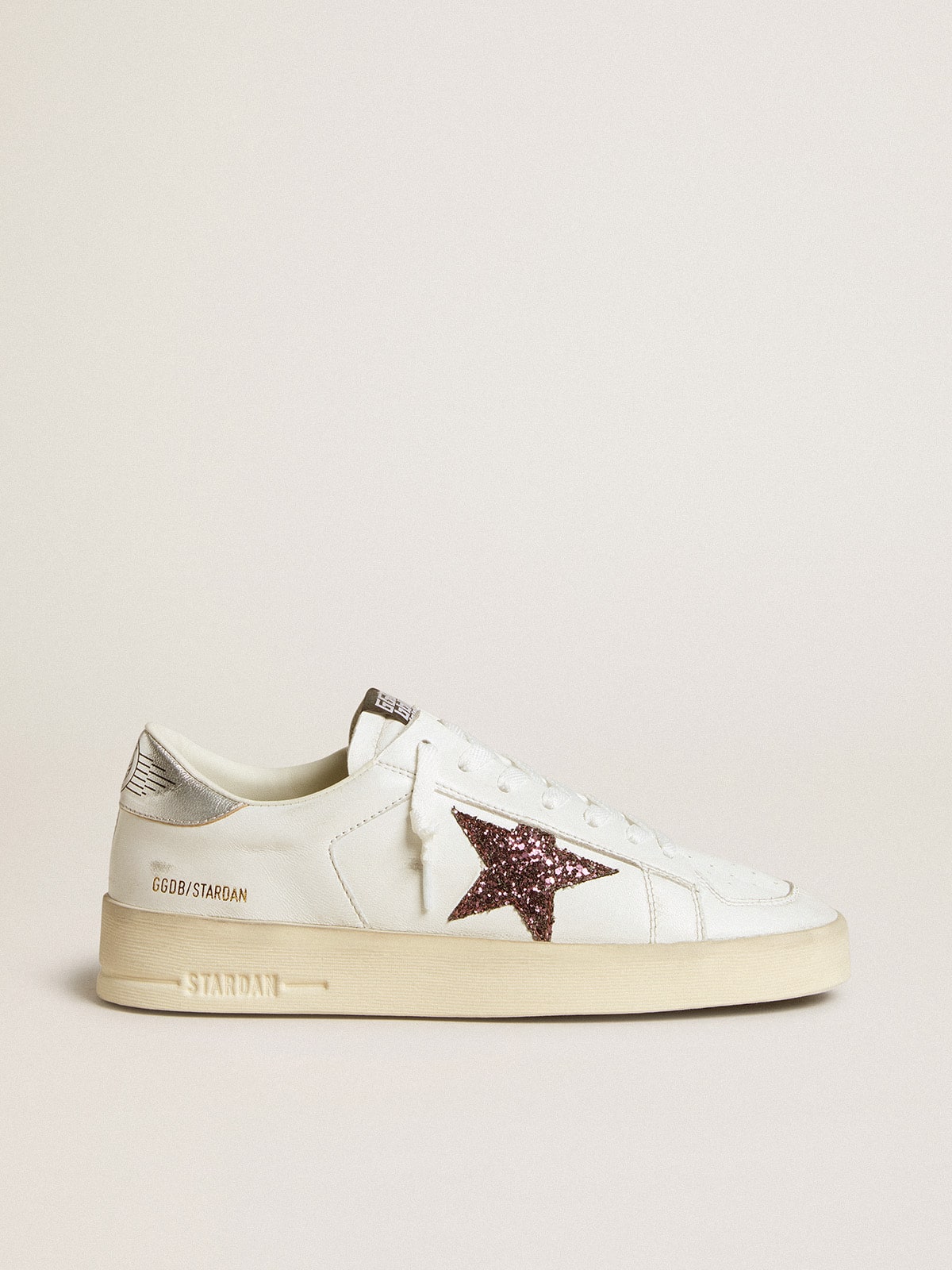 Golden Goose Stardan Donna in Nappa con Stella in Glitter e Talloncino in Pelle Laminata