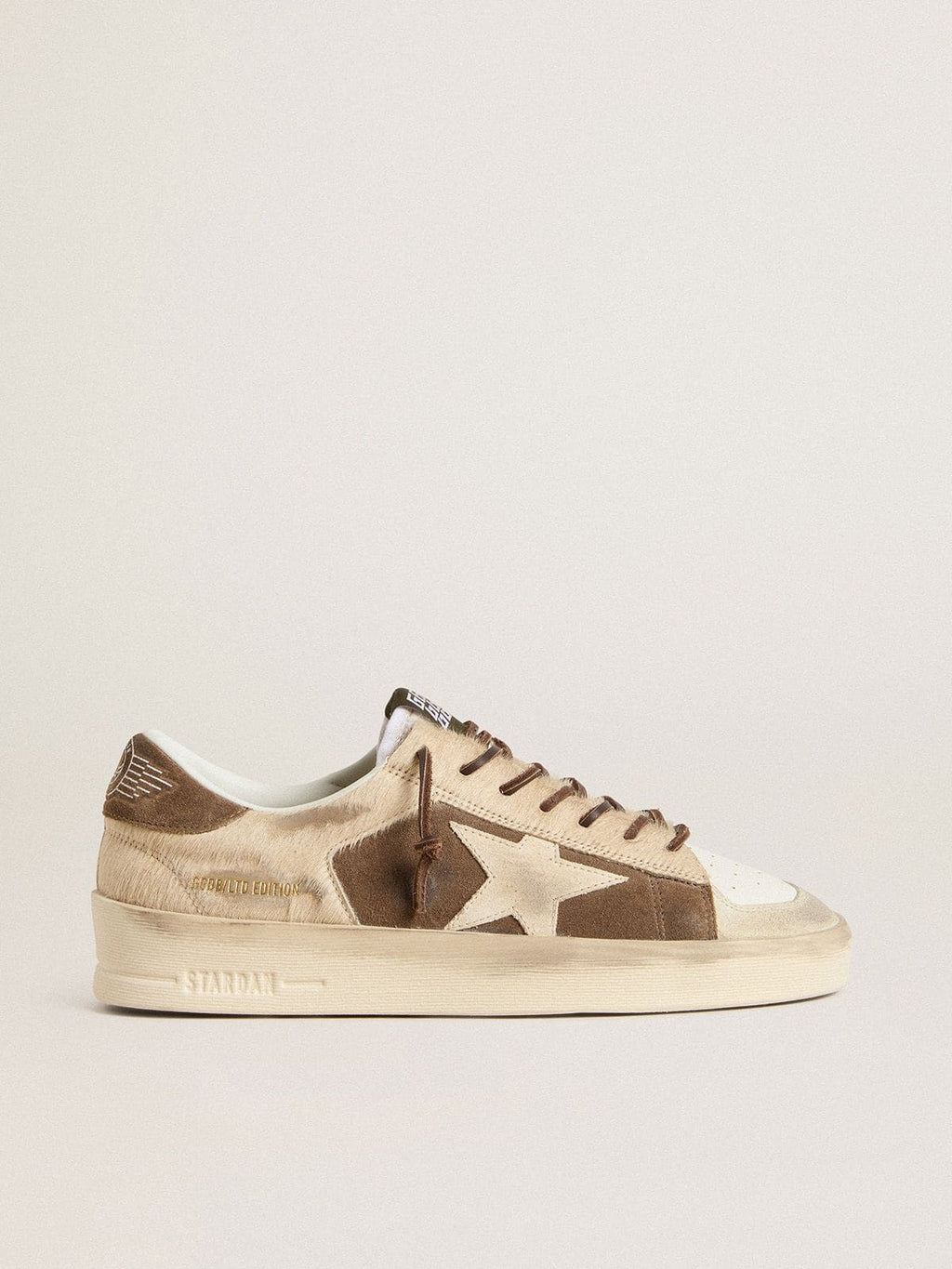Golden Goose Stardan Donna in Suede Verde Militare e Cavallino Beige con Stella in Suede Beige