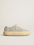 Golden Goose Scarpe Space Star Donna in Suede Ghiaccio con Fodera in Shearling