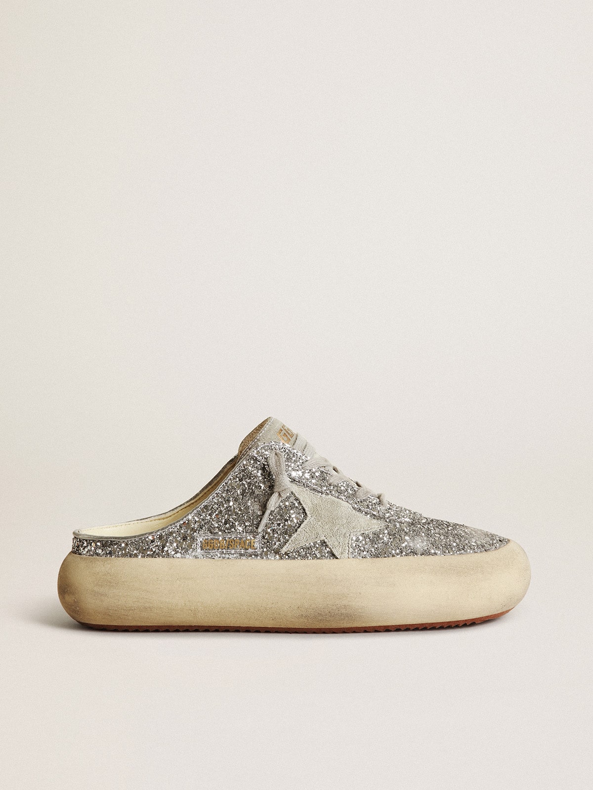 Golden Goose Space Star Sabot Donna in Glitter con Stella e Linguetta Ghiaccio