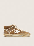 Golden Goose Mid Star Donna Lab in Suede Color Ruggine con Stella in Pelle Bianca