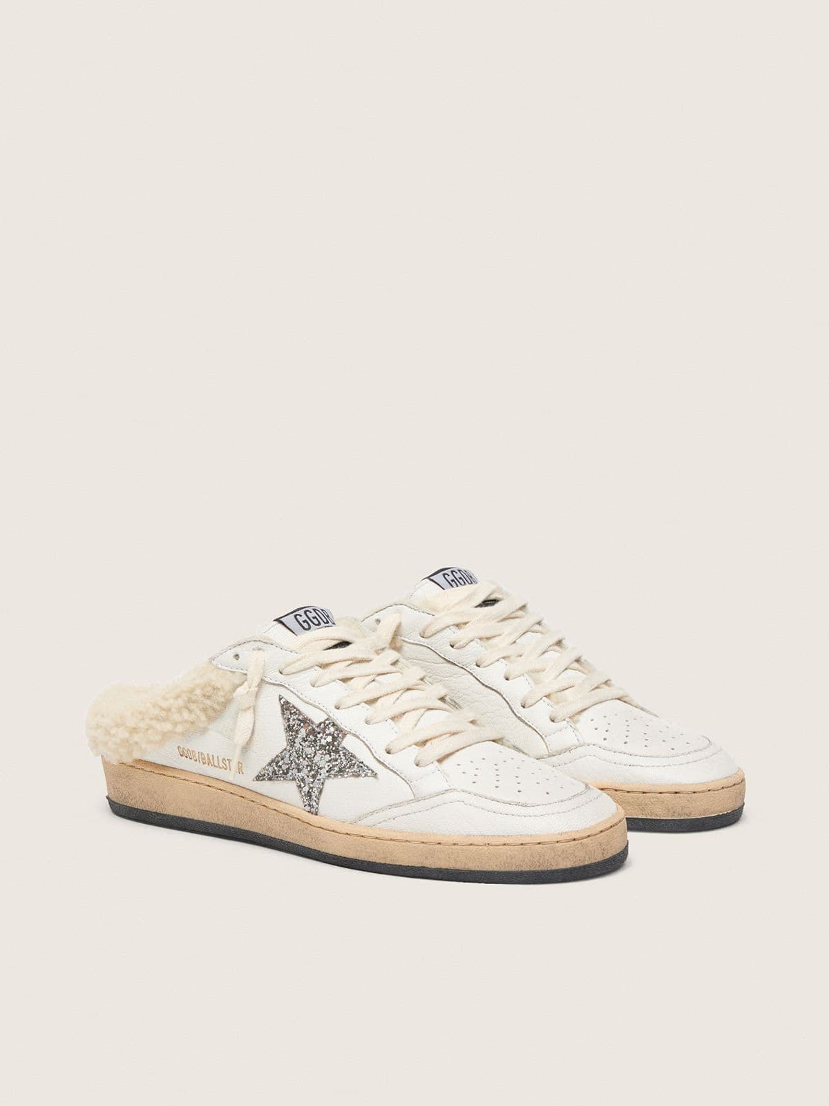 Golden Goose Ball Star Sabot con Stella in Glitter e Fodera in Shearling