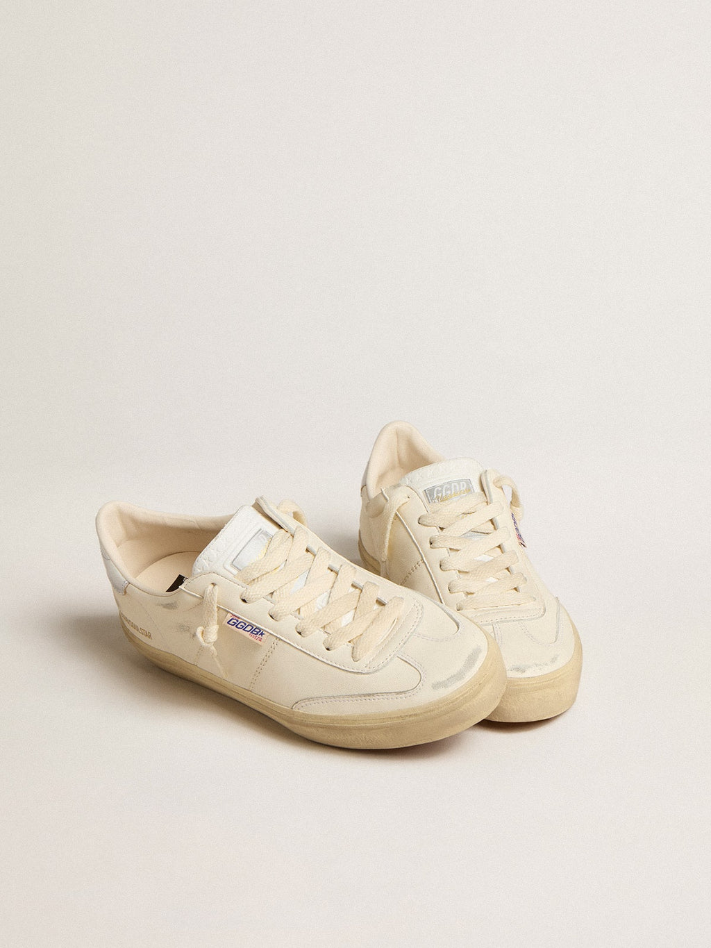 Golden Goose Soul Star in Nappa Bianca con Talloncino in Pelle Laminata Argento