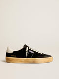 Golden Goose Soul Star in Velluto Nero con Talloncino in Pelle Bianca