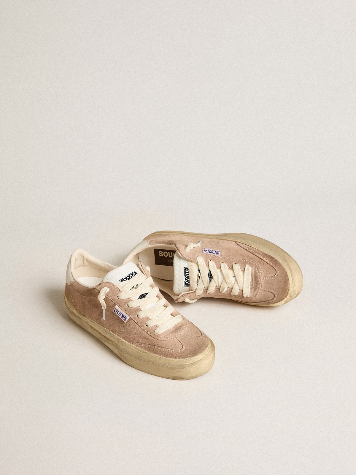 Golden Goose Soul Star Donna in Suede Rosa con Talloncino in Pelle Bianco Latte