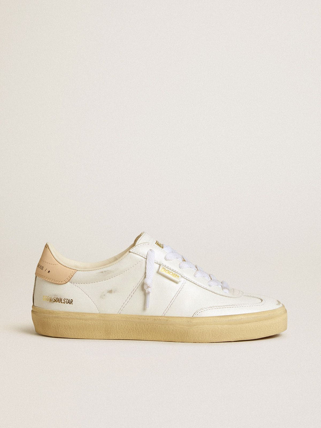 Golden Goose Soul Star Donna in Pelle Bianca con Talloncino in Pelle Rosa