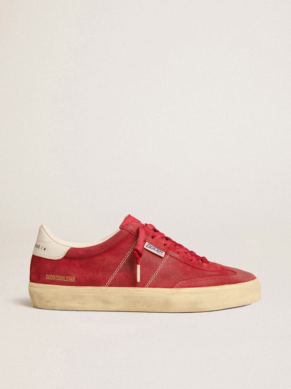 Golden Goose Soul Star Donna in Suede Rosso con Talloncino in Pelle Color Bianco