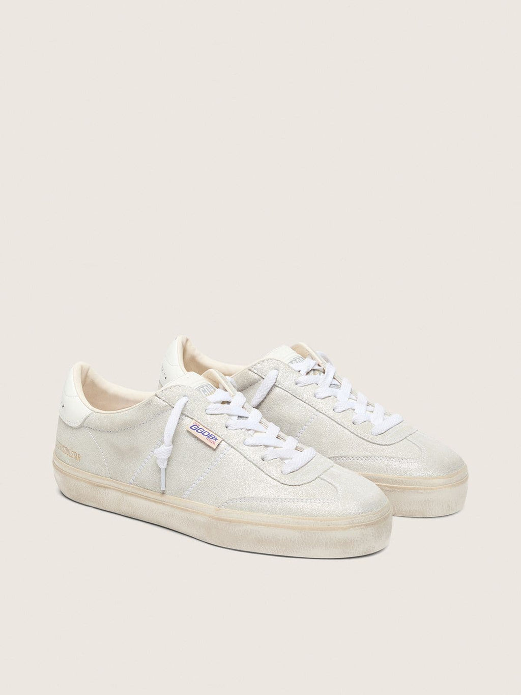 Golden Goose Soul Star Donna in Suede Beige con Talloncino in Pelle Color Bianco