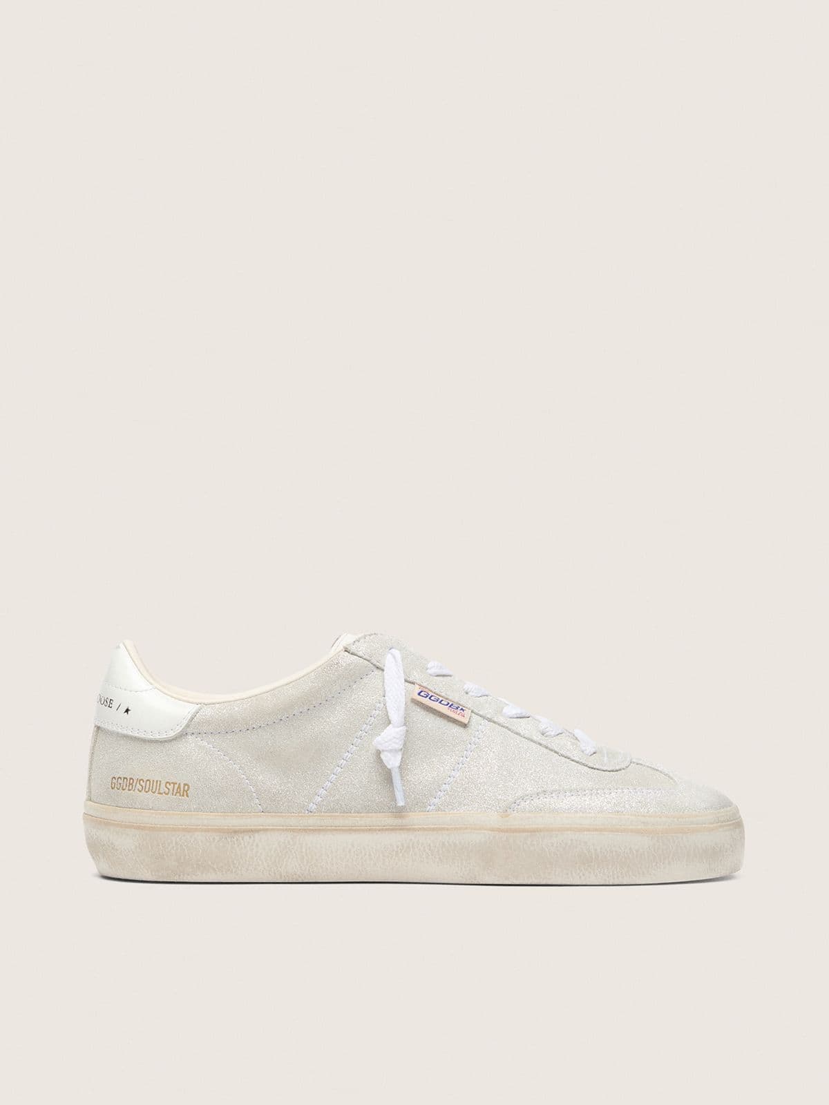 Golden Goose Soul Star Donna in Suede Beige con Talloncino in Pelle Color Bianco