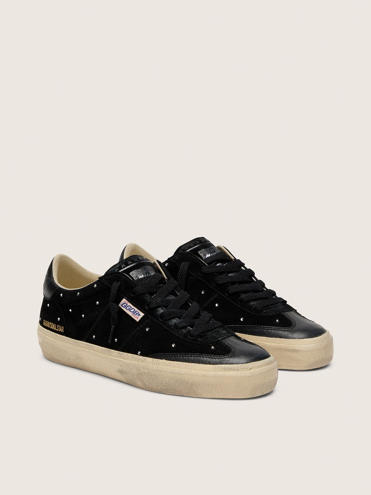 Golden Goose Soul Star Donna in Suede Nero con Swarovski Argento