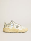 Golden Goose Forty2 Donna in Pelle Bianca e Lacci con Cristalli Swarovski e Stella Grigia