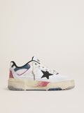Golden Goose Forty2 Donna con Stella Nera e Talloncino in Pelle Laminata Argento