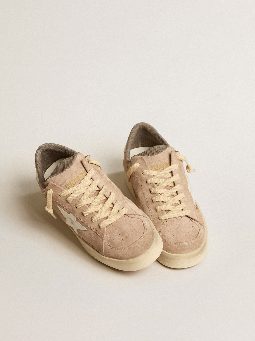 Golden Goose Stardan Donna in Suede Rosa Antico con Stella e Talloncino in Pelle Bianca