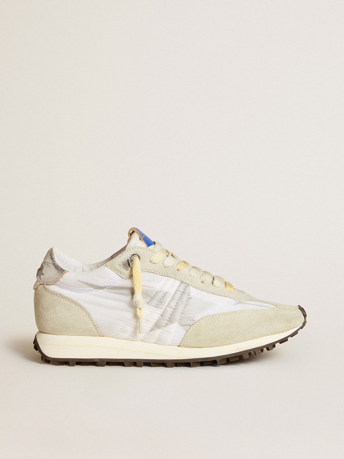 Golden Goose Marathon Donna con Tomaia in Nylon Bianco e Stella Argento