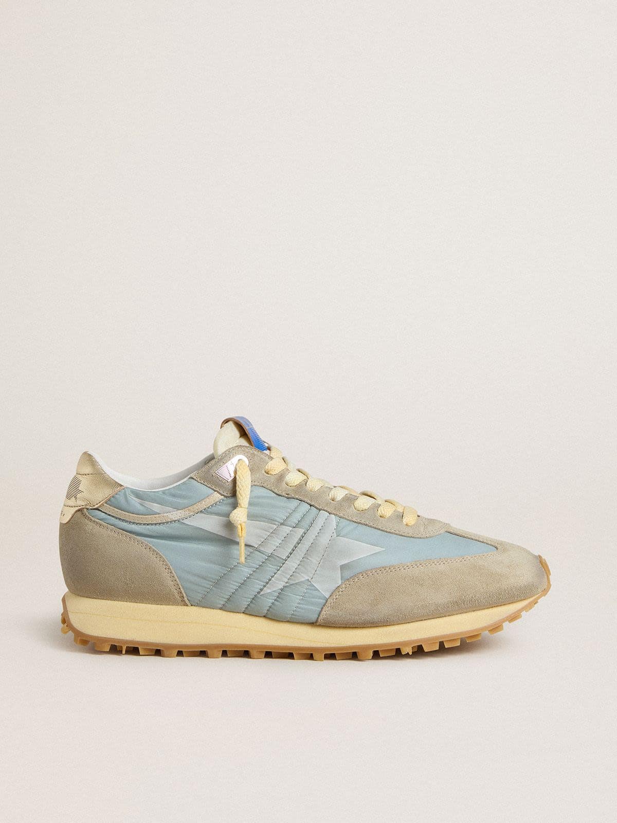 Golden Goose Marathon Donna con Tomaia in Nylon Azzurro e Stella Azzurro Pastello