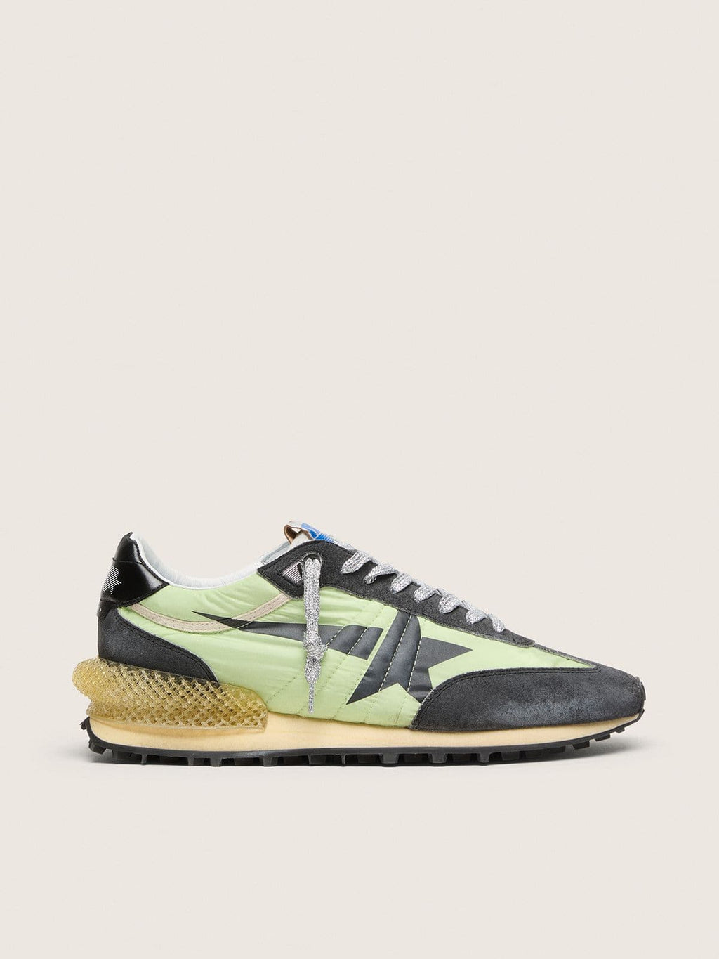 Golden Goose Marathon Donna con Tomaia in Nylon Verde e Stella Nera