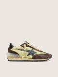 Golden Goose Marathon Donna in Nylon Giallo Lime  con Stella Nera e Inserti in Suede Marrone