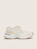 Golden Goose Lightstar Donna in Pelle e Mesh Bianchi e Stella Bianco Vissuto