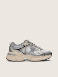 Golden Goose Lightstar Donna in Mesh Grigio e Nappa Argento con Stella in Tpu Grigio