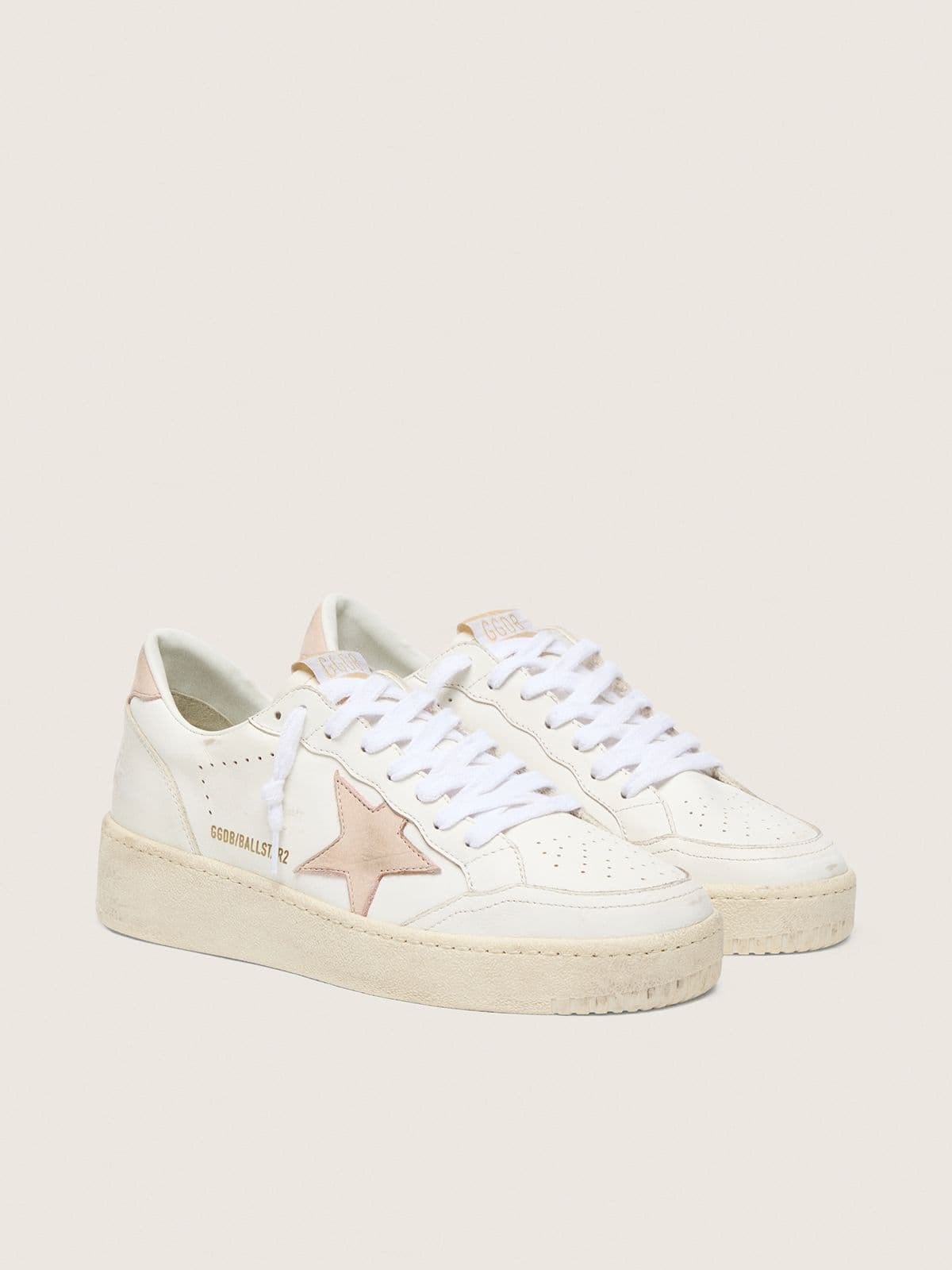 Golden Goose Ball Star Donna con Stella e Talloncino in Nabuk Rosa