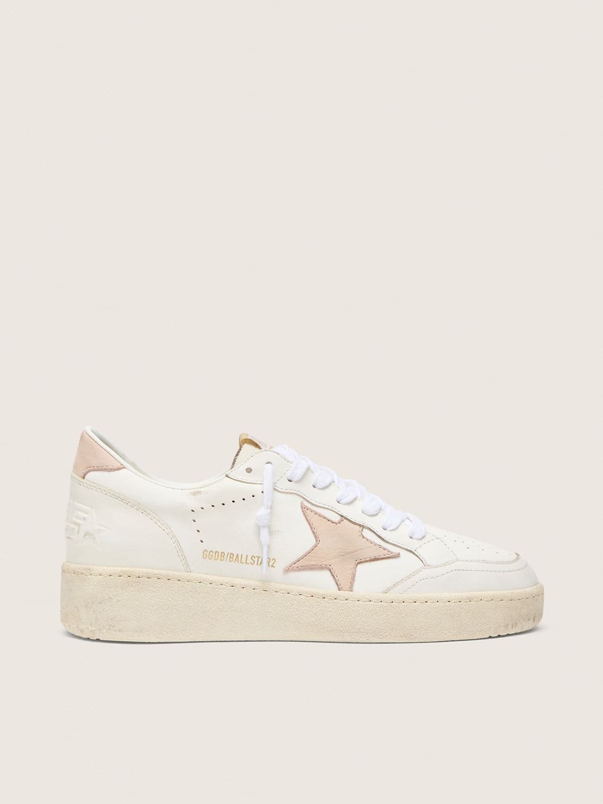 Golden Goose Ball Star Donna con Stella e Talloncino in Nabuk Rosa