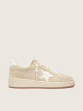 Golden Goose Ball Star Donna in Suede Beige con Stella e Talloncino in Pelle Bianca