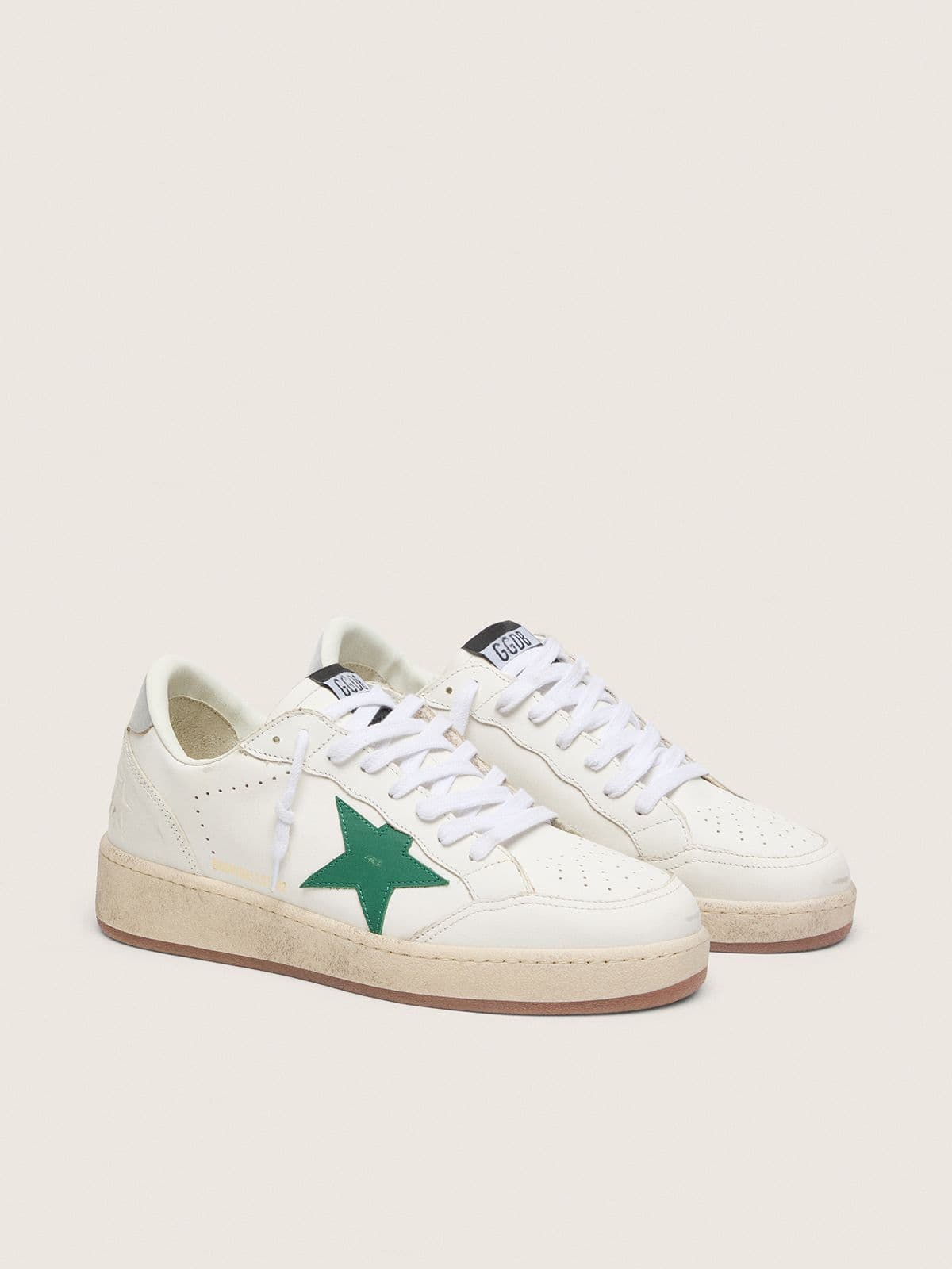 Golden Goose Ball Star Donna con Stella in Pelle Verde e Talloncino in Pelle Laminata