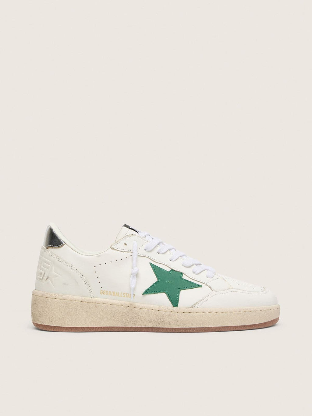 Golden Goose Ball Star Donna con Stella in Pelle Verde e Talloncino in Pelle Laminata