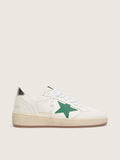 Golden Goose Ball Star Donna con Stella in Pelle Verde e Talloncino in Pelle Laminata