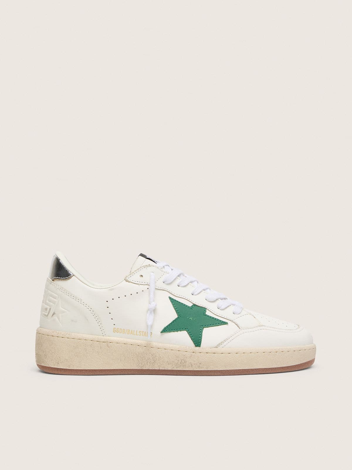 Golden Goose Ball Star Donna con Stella in Pelle Verde e Talloncino in Pelle Laminata