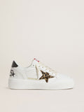 Golden Goose Ball Star con Stella in Cavallino Leo e Talloncino in Pelle Laminata Nera